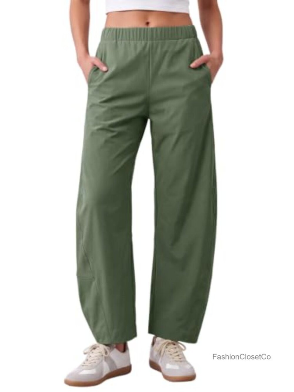 Wide Leg Barrel Pants Elastic Waist Baggy Work Trousers